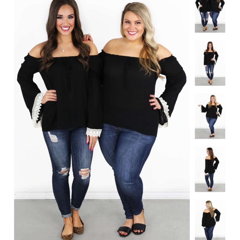 Off the shoulder long sleeve top.